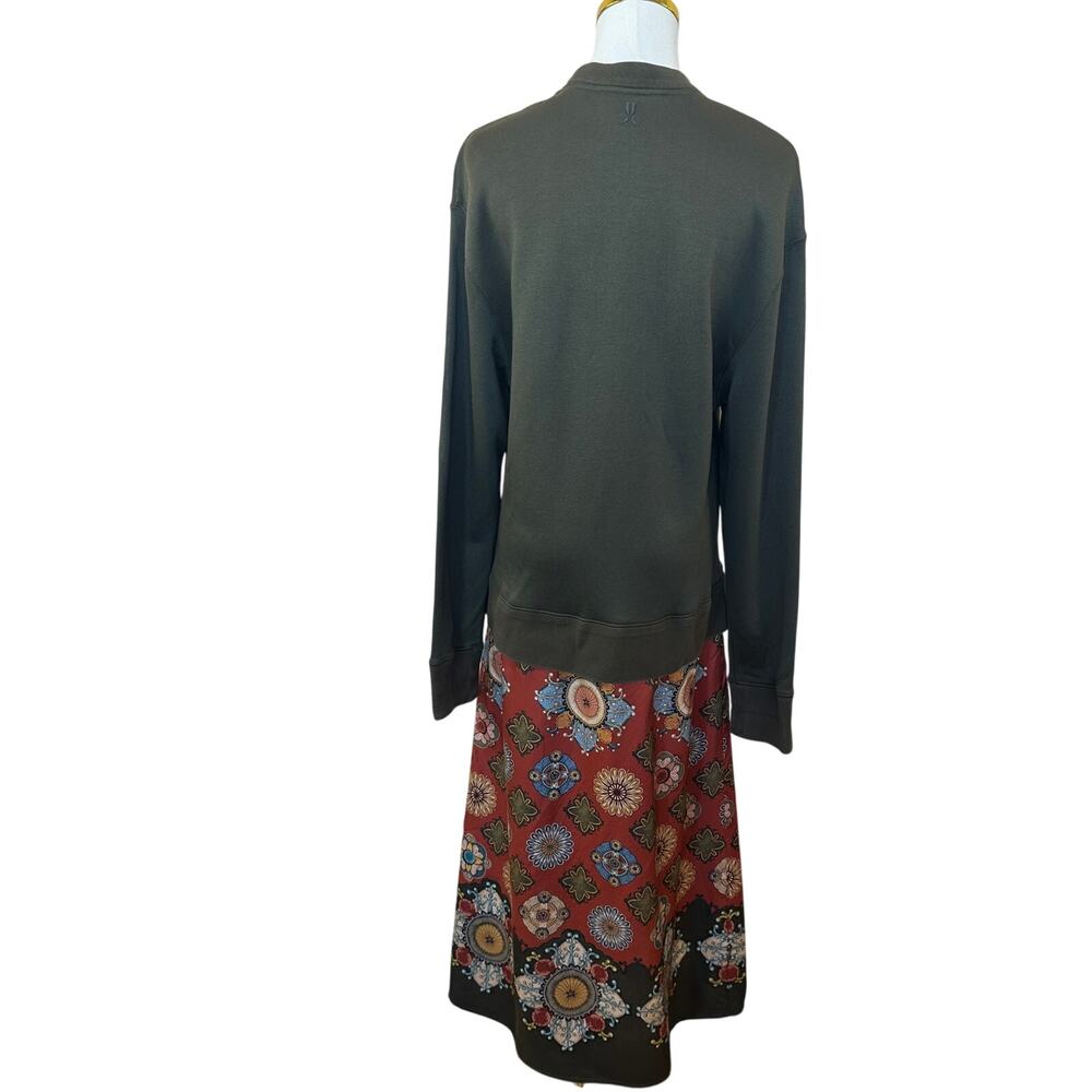 La Double J Olive Sweatshirt Midi Dress XL Silk Skirt Oversized Designer $900 - Picture 8 of 13